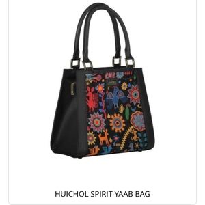 Designer handbag, combination of leather and silk